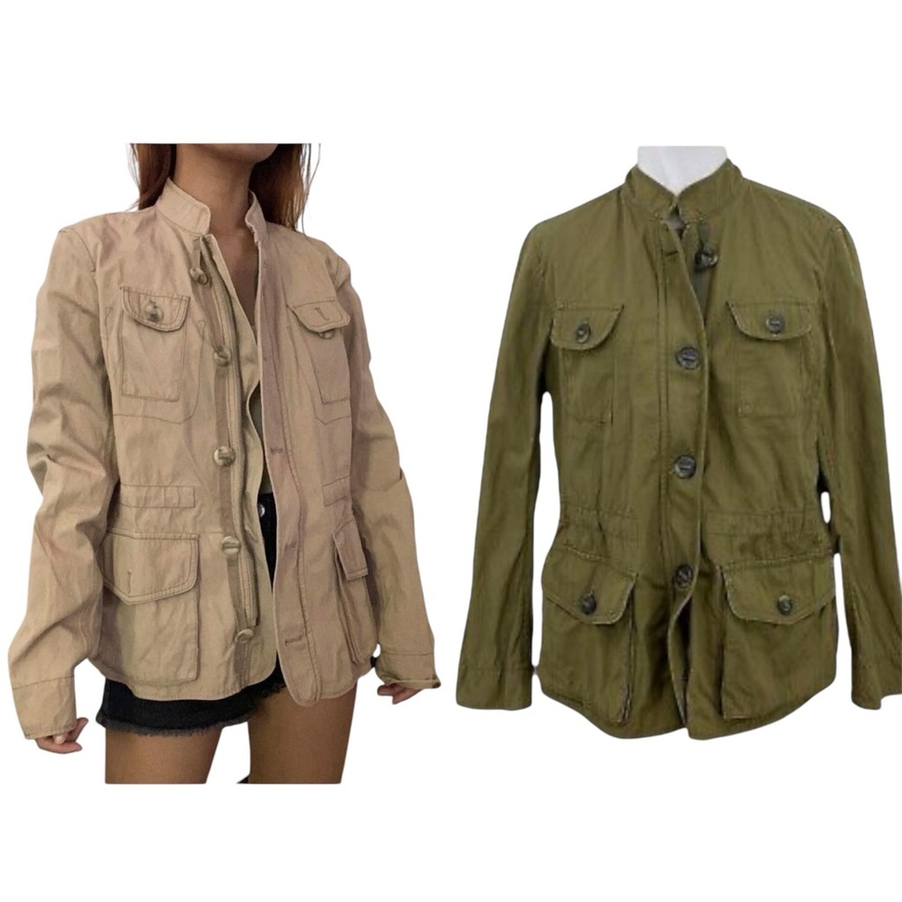 Ann Taylor LOFT Army Green Utility Military Cargo Jacket